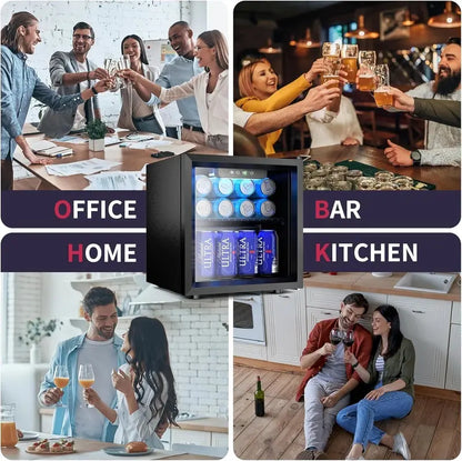 126-Can Beverage Refrigerator Cooler  Glass-Door Mini Fridge for Soda, Beer & Wine  Silver with Adjustable Shelves
