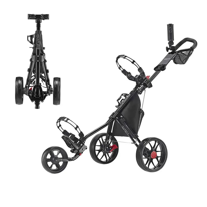 CaddyTek CaddyLite 11.5V3 Three-Wheel Golf Push Cart with Lightweight Frame