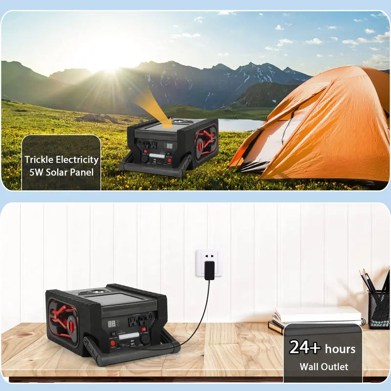 ZunDian ZD-529 Solar Portable Power Station, 22000mAh Jump Starter &amp; 260 PSI Air Compressor with 400W Inverter, AC/DC/USB Outputs
