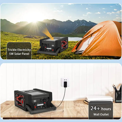 ZunDian ZD-529 Solar Portable Power Station, 22000mAh Jump Starter &amp; 260 PSI Air Compressor with 400W Inverter, AC/DC/USB Outputs