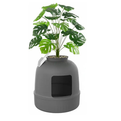 Discreet Plant-Style Litter Box Enclosure with Activated Carbon Filter and Scoop Storage
