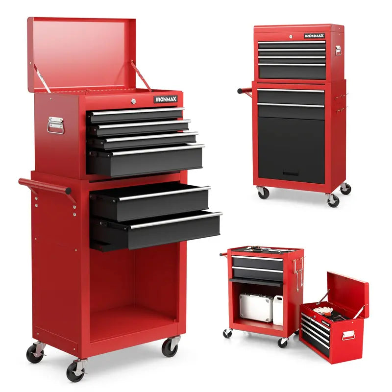 6-Drawer Rolling Tool Chest  Removable Steel Cabinet with Sliding Storage Compartments