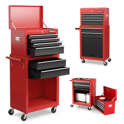 6-Drawer Rolling Tool Chest  Removable Steel Cabinet with Sliding Storage Compartments