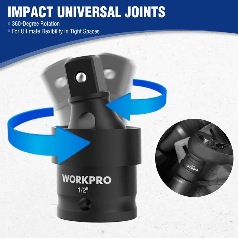 WORKPRO 65-Piece 1/2-Inch Drive Impact Socket Set  SAE & Metric Deep and Standard Sizes