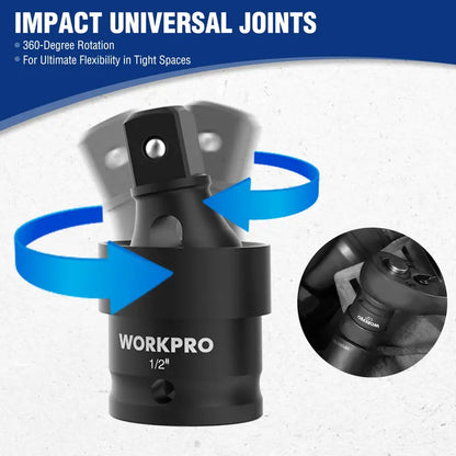 WORKPRO 65-Piece 1/2-Inch Drive Impact Socket Set  SAE & Metric Deep and Standard Sizes