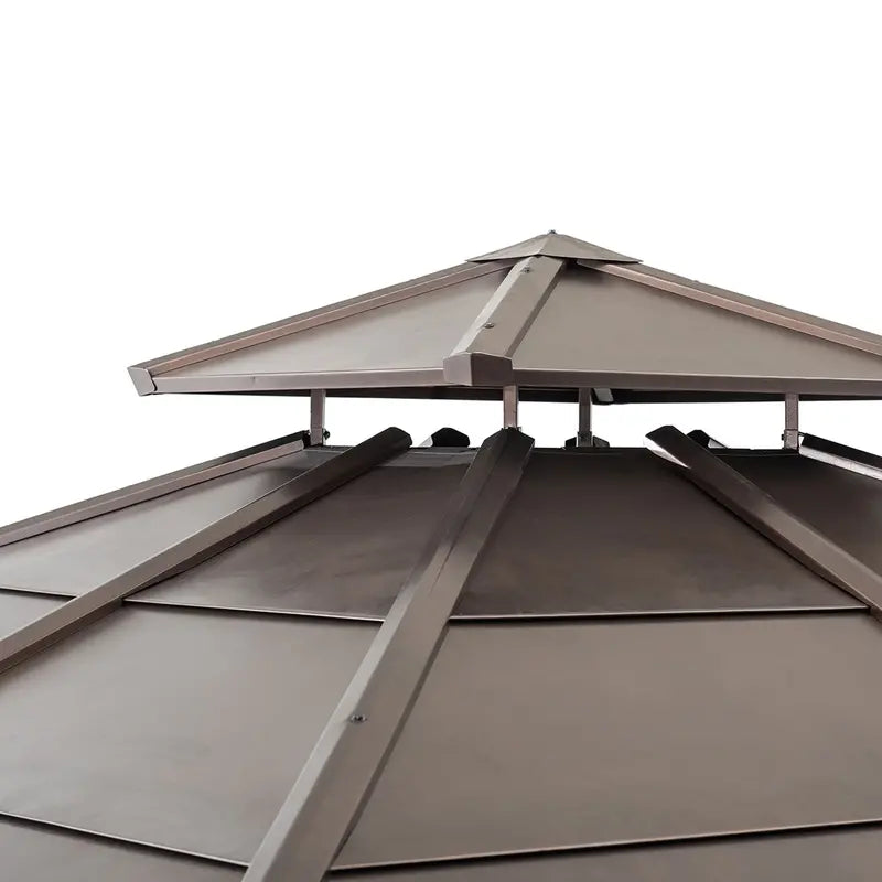 10 ft. x 10 ft. Cedar Gazebo with Steel 2-Tier Hip Roof — Hardtop Outdoor Structure