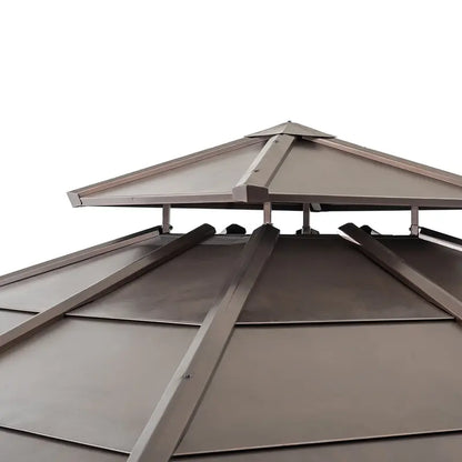 10 ft. x 10 ft. Cedar Gazebo with Steel 2-Tier Hip Roof — Hardtop Outdoor Structure