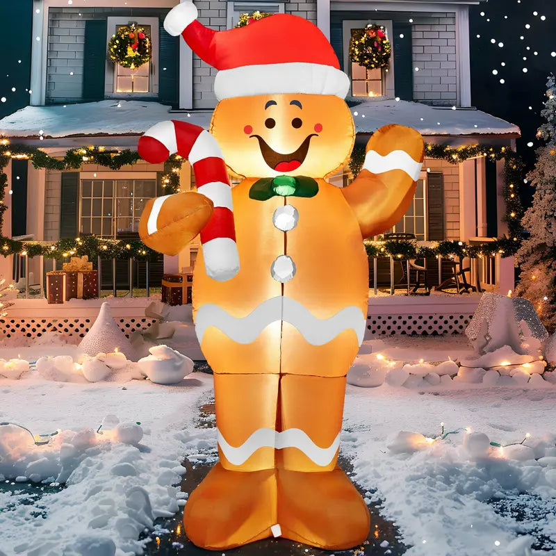 SYNCFUN 5ft Inflatable Gingerbread Man with LEDs, Weather-Resistant, Easy Setup Outdoor Decoration