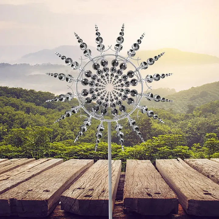 Whimsical Spinning Windmill Garden Decor  Magic Metal Design