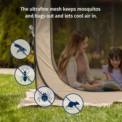 EAST OAK 10×10 FT Instant Screen House  Pop-Up Portable Bug-Free Canopy with Easy Setup