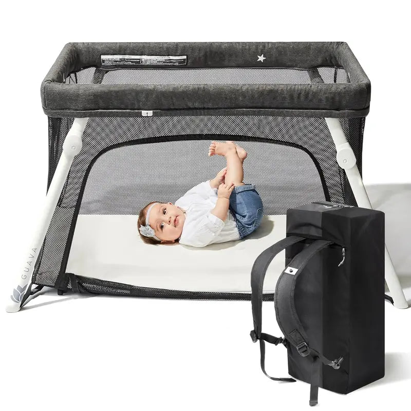 Brand Lightweight Travel Crib  Baby Safe Portable Play Yard with Comfy Mattress & Backpack Design