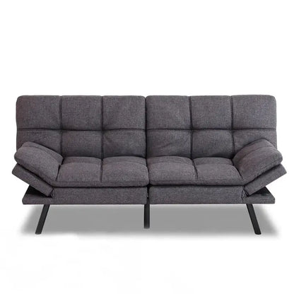 Modern Futon Sofa Bed  Memory Foam Cushioned Convertible Couch with Supportive Sleep Surface