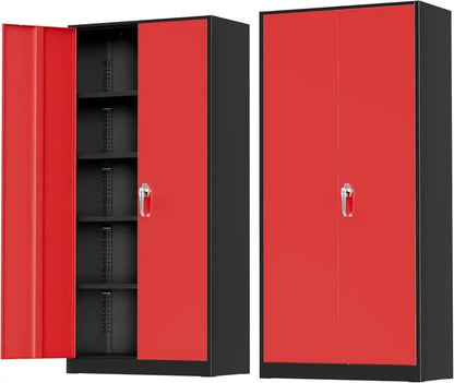 Greenvelly 72-Inch Locking Metal Storage Cabinet — 2-Door Garage or Office Organizer with Adjustable Shelves