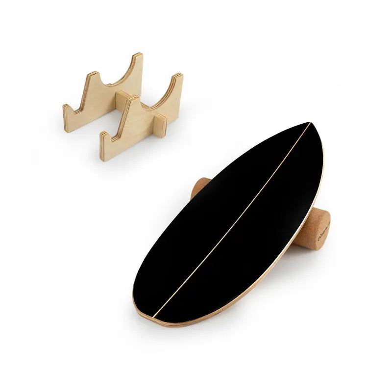Cork-Roller Wooden Balancing Board with Integrated Storage Rack for Core Training