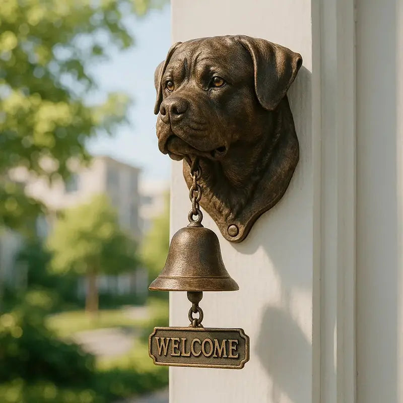 Welcome Bell Shepherd Bronze Wall Chime  Elegant Canine-Themed Entryway Accent