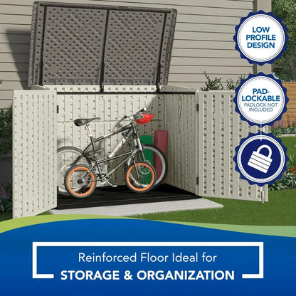 Suncast BMS4700 Resin Storage Shed — Off-White & Gray, 70.5″W × 44.25″D × 52″H, Double Doors, UV-Resistant Polymer Build