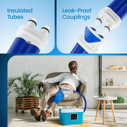 PhysioNatural Wearable Cold Therapy Knee Wrap  Digital Timer, Adjustable Fit & Circulating Cooler Pump