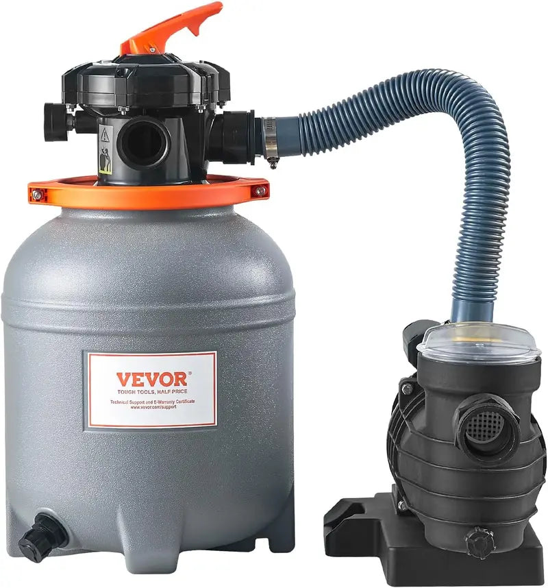 16-Inch Sand Filter Pump System  1 HP, 3500 L/min Pool Filtration Kit with 6-Way Valve