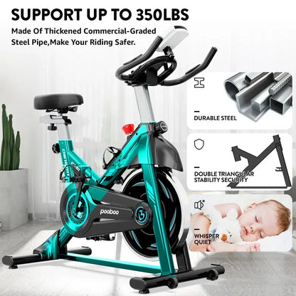 Pooboo Magnetic Indoor Cycling Bike  350 lb Weight Capacity, 40 lb Flywheel, Home Cardio Machine