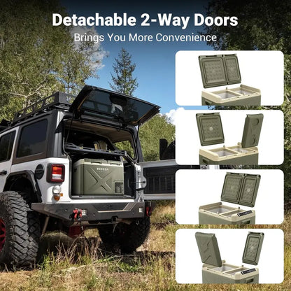BODEGACOOLER Dual-Zone Car Refrigerator  12V/24V Portable Fridge for Camping, Travel, RVs, and Home Use