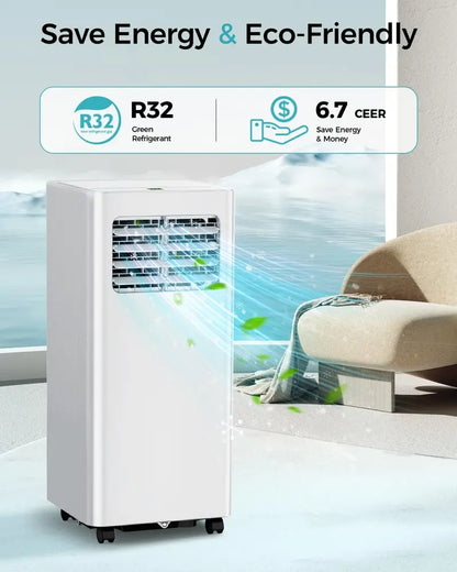 8,000 BTU Portable 3-in-1 Air Conditioner  Ultra-Quiet Cooling, Dehumidifying & Fan Modes for Spaces up to 350 sq ft, Remote & Timer Included