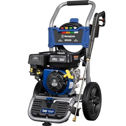 Westinghouse WPX3400 Gas Pressure Washer, 3400 PSI, 2.6 GPM, 212cc Engine, 25′ Hose, 5 Nozzles