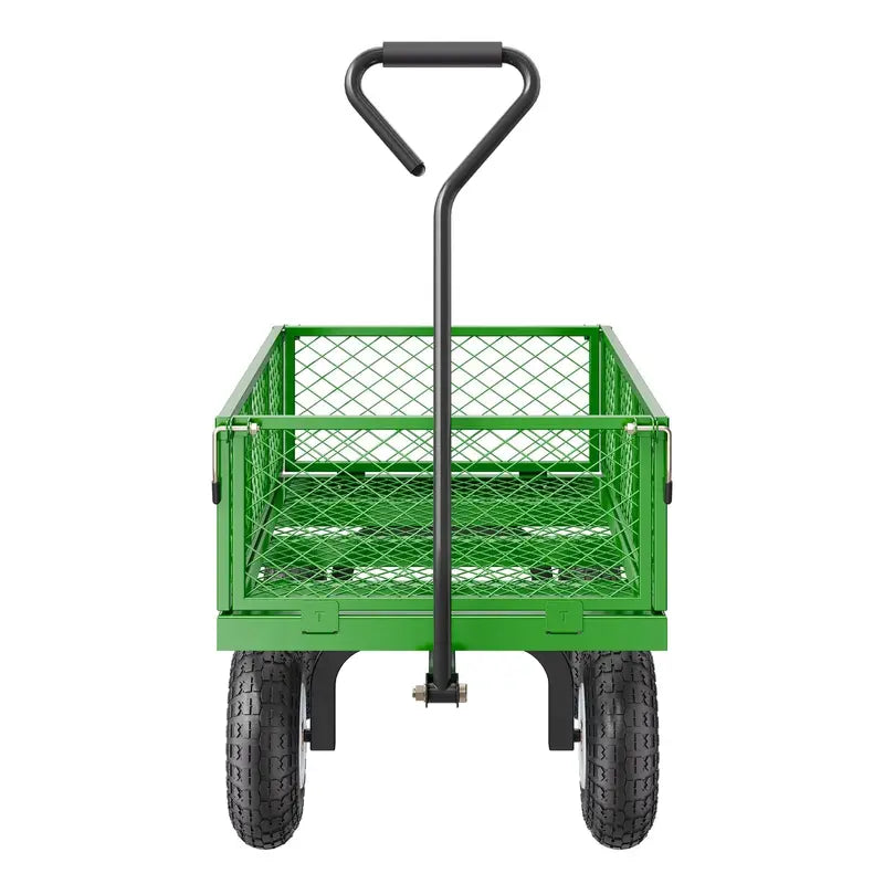 KFFKFF Heavy-Duty Mesh Steel Garden Wagon  900-Lb Capacity, 38″ x 22″, Swivel Handle & Removable Sides