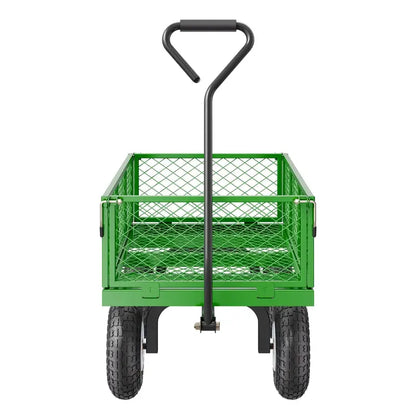 KFFKFF Heavy-Duty Mesh Steel Garden Wagon  900-Lb Capacity, 38″ x 22″, Swivel Handle & Removable Sides