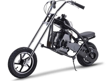 49cc Gas Mini Chopper for Kids  25mph, 2-Stroke, Disc Brakes, Black Pneumatic Tires