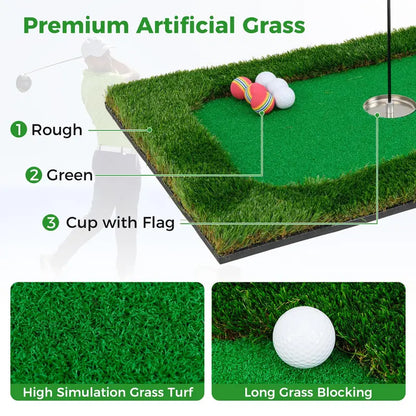 Rectangular Floating Pool Golf Green  Compact Chipping Mat Set with Accessories (35.5¡å x 23.5¡å)
