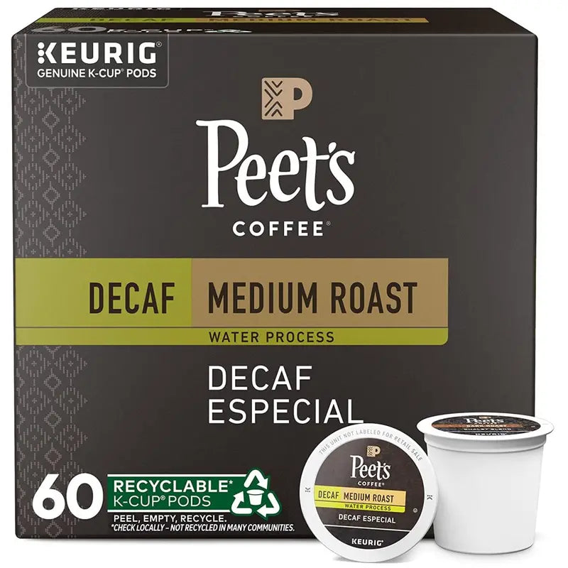 Peet’s Coffee Decaf Especial Medium Roast K-Cup Pods, 60 Count, Compatible with Keurig Brewers