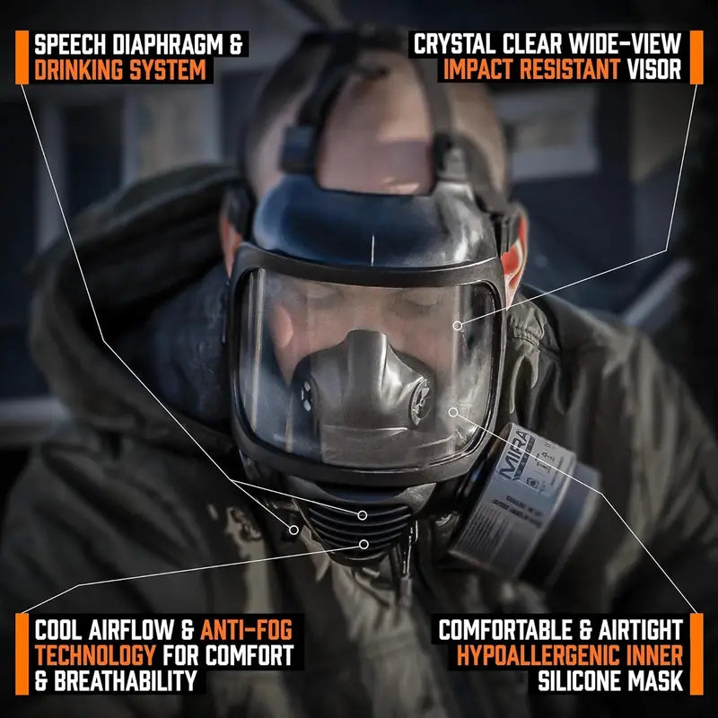MIRA SAFETY CM-6M CBRN Full-Face Gas Mask  Includes Integrated Drinking System