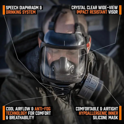 MIRA SAFETY CM-6M CBRN Full-Face Gas Mask  Includes Integrated Drinking System