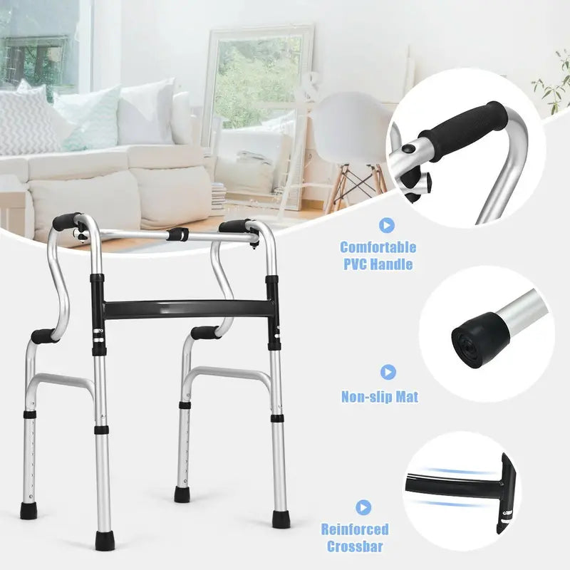 Heavy-Duty Folding Walker  FDA-Certified Support Frame with Toilet Armrests (400 LB Capacity)