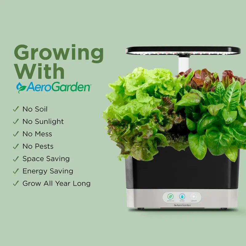 AeroGarden Harvest with Gourmet Herb Seed Pod Kit, Black