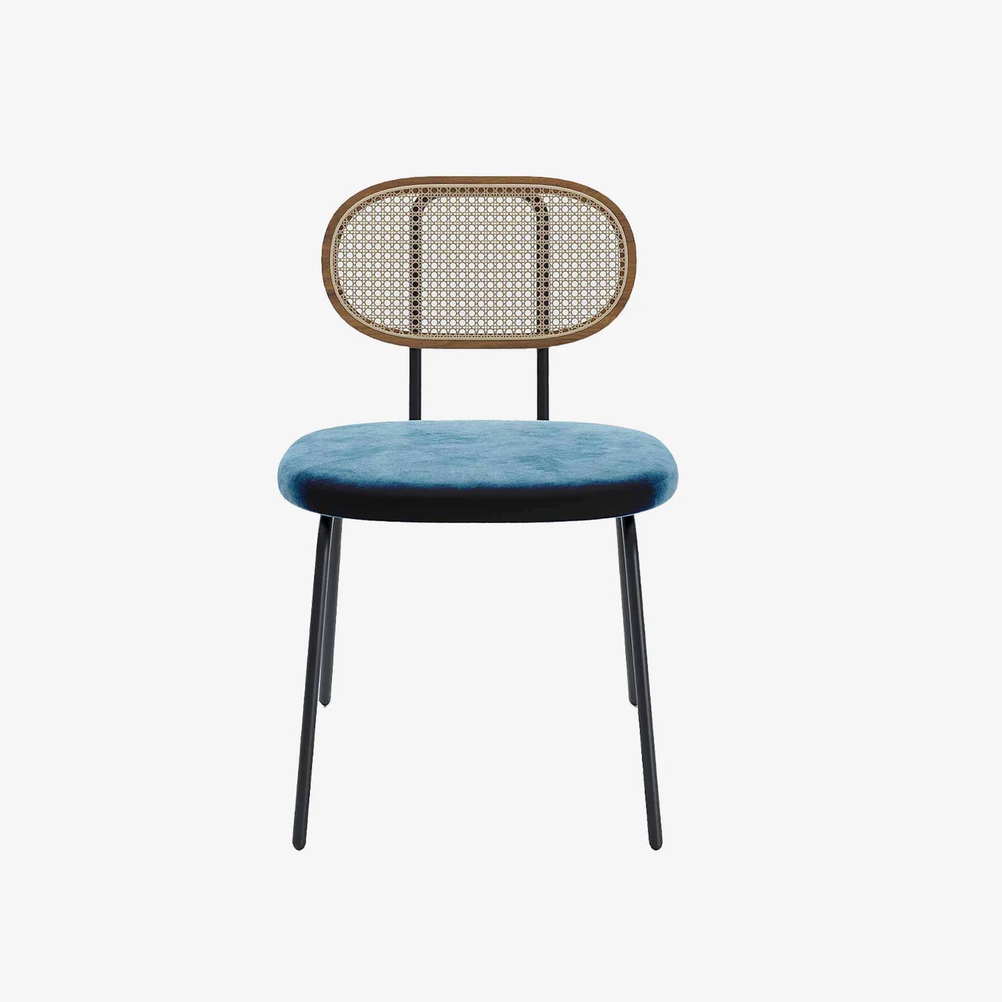 Lot de 2 chaises en rotin et velours bleu Gabrielle
