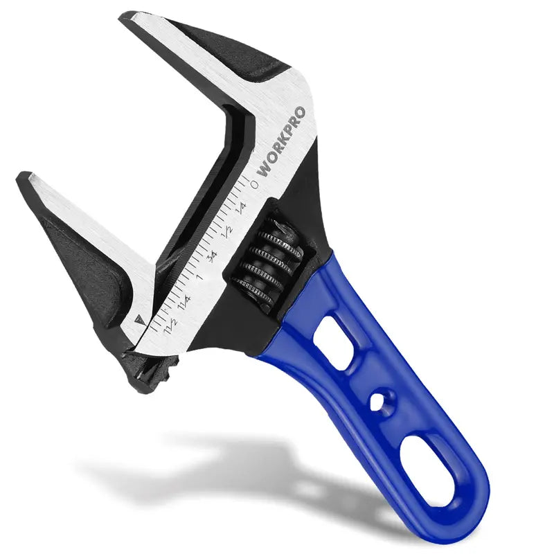 WORKPRO 6-Inch Stubby Adjustable Wrench — 1.5″ Wide Jaw, Dual Metric/SAE Scale Markings