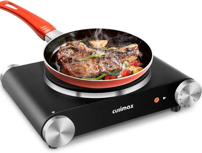 1800W Dual-Zone Ceramic Hot Plate  Infrared Countertop Cooktop with Independent Controls, Tempered Glass Surface, Silver & Stainless Steel Finish