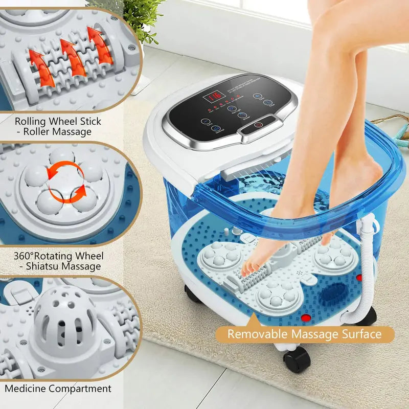 Giantex Heated Foot Spa Massager with Rotating Jets, Temperature Control, and Adjustable Shower Feature