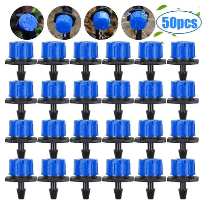 Ruibeauty 50Pcs 1/4inch Adjustable Drip Irrigation Parts, Irrigation Drippers Sprinklers for Drip Irrigation System