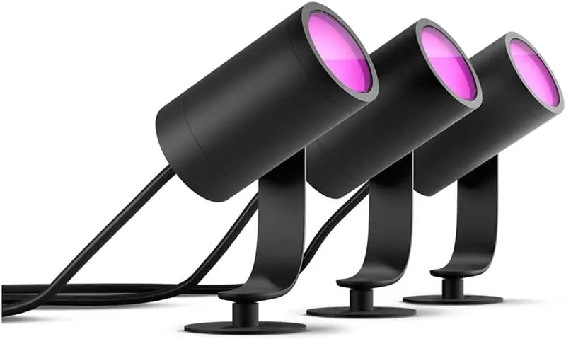 Philips Hue Lily Outdoor Smart LED Spot Light Kit, 3-Pack, Color Changing, Weatherproof, Voice Control, Requires Bridge