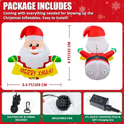 EAONE 12 Ft Christmas Inflatable Santa Sleigh with Reindeers, LED Lights, Outdoor Holiday Decor