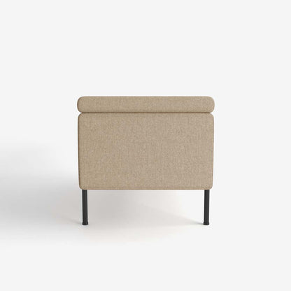 Banquette-coffre beige en bois, m tal et tissu