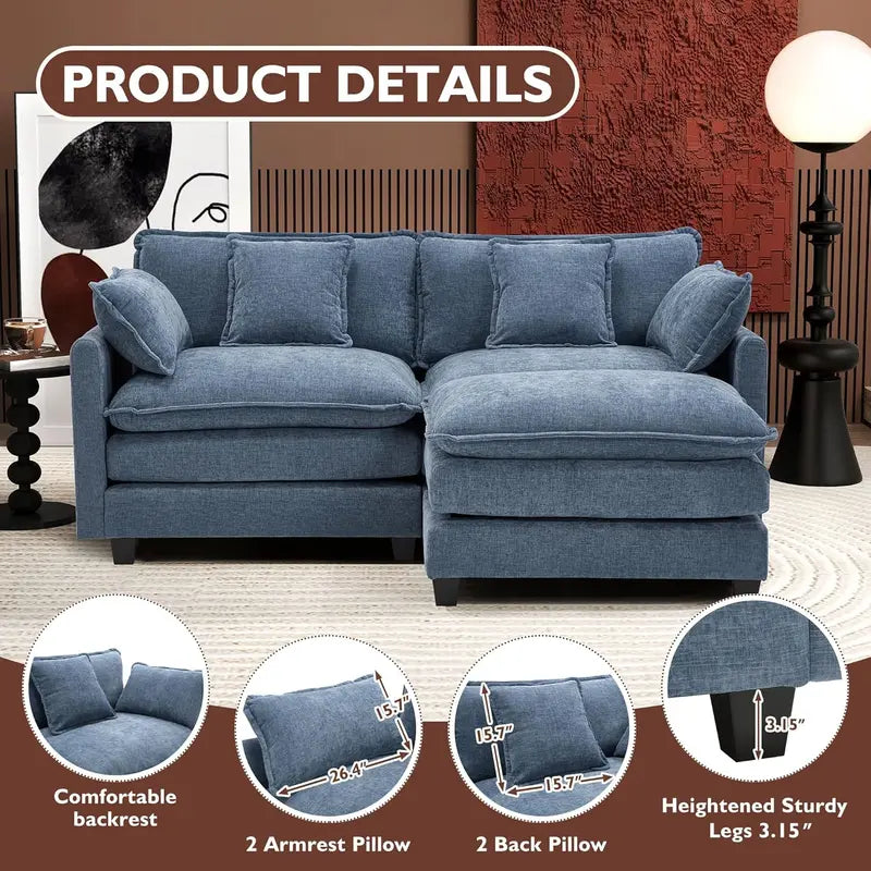 ihanherry 146-Inch Modern U-Shaped Modular Cloud Sofa  Customizable Layout