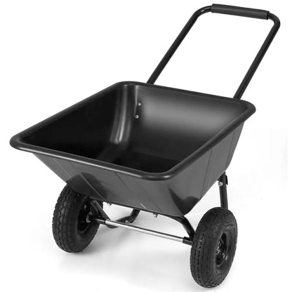 Dual-Wheel Pneumatic Wheelbarrow  Heavy-Duty Garden Cart with 330 LB Load Capacity