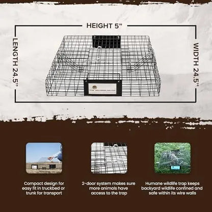 Rugged Ranch Squirrelinator Live Trap  Dual-Door, Heavy-Gauge Wire Cage for Humane Squirrel Relocation