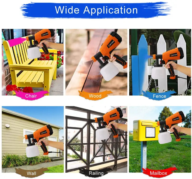 YATTICH 700W HVLP Paint Sprayer YT-201, 3 Patterns, 5 Nozzle Sizes, Detachable Design