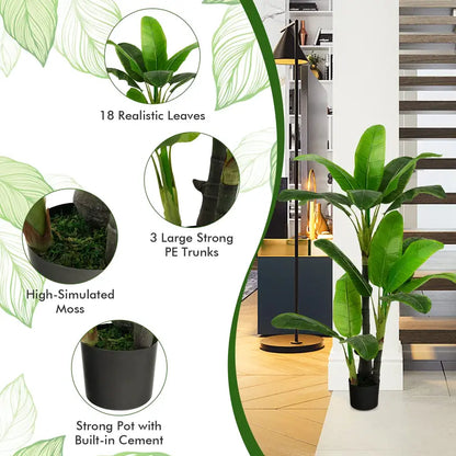 5-Foot Artificial Bird of Paradise Plant with Lifelike Tropical Foliage