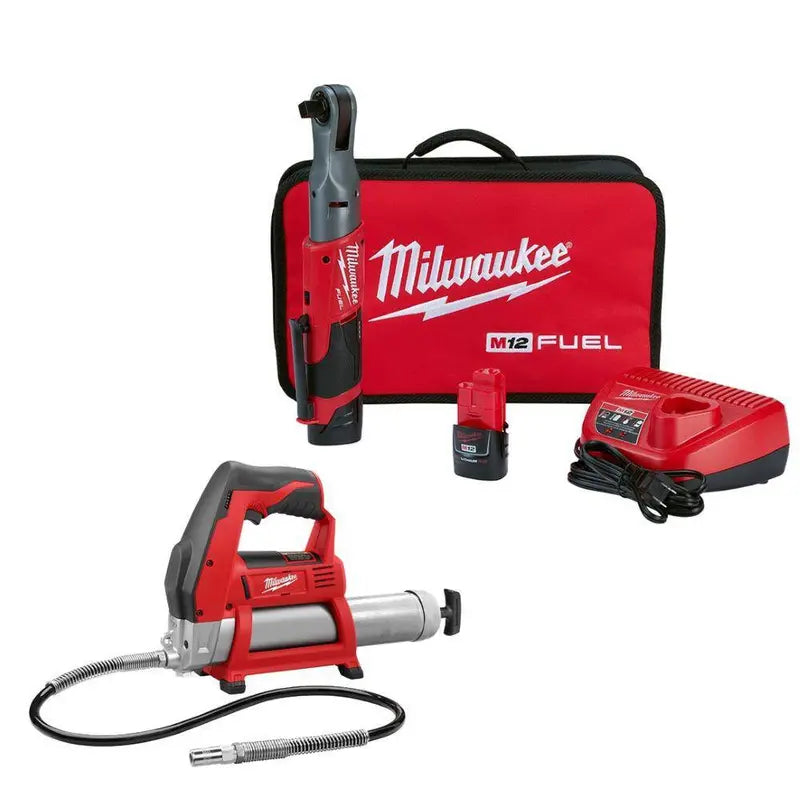M12 FUEL 12V Lithium-Ion 1/2 in. Brushless Cordless Ratchet Kit w/Grease Gun