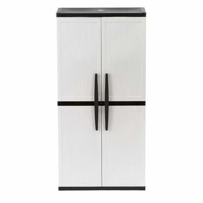 HDX Freestanding Gray Garage Cabinet  35″W × 71″H × 18″D, Lockable Doors & Adjustable Shelves